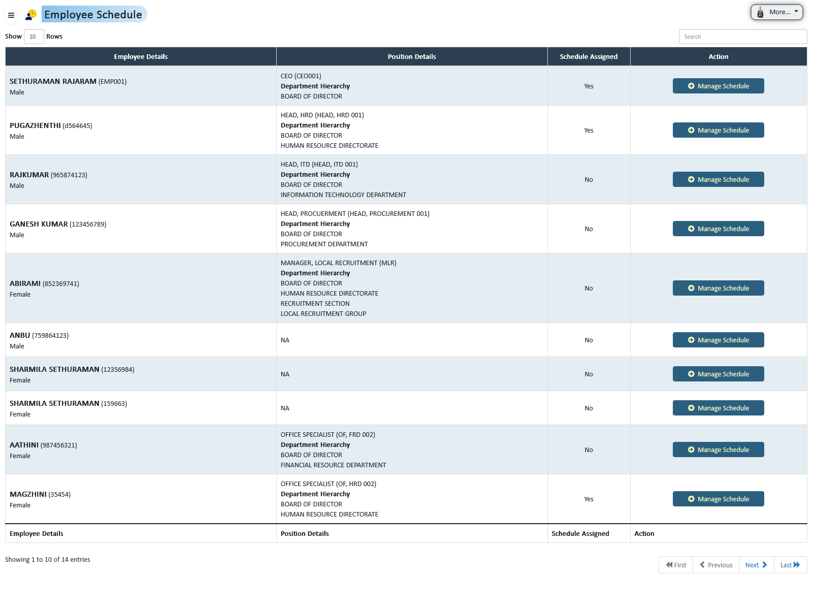 Manage Employee Schedules